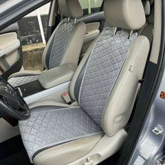 купити Накидка на сидіння з алькантари Lux ПАЙКА, Подовжений ромб сірий. Стандарт. 1 передня 1