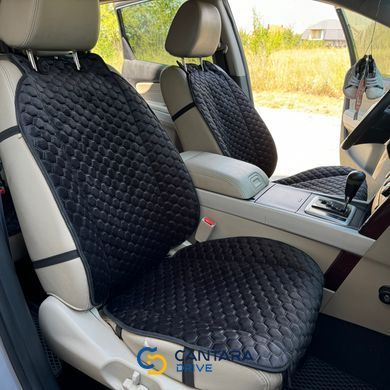 купить Накидки на сиденья в автомобиль из алькантары Lux Большие черные соты Премиум+ 2 передних 3