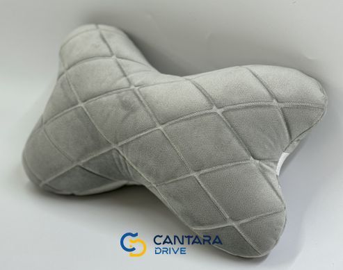 купити Подушка під голову в авто з алькантари Lux ПАЙКА, Подовжений ромб світло-сірий 3