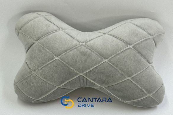 купити Подушка під голову в авто з алькантари Lux ПАЙКА, Подовжений ромб світло-сірий 4