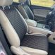 купить Накидки для авто из экокожи, Черные с двойной красной строчкой, Стандарт, Передний комплект 1