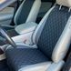 купить Накидка для авто из перфорированой экокожи, Черная с двойной черной строчкой, Стандарт, 1 передняя 4