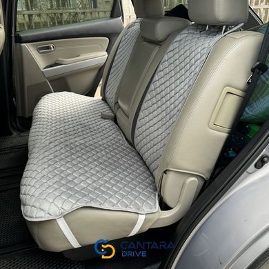 купити Накидки на сидіння для авто з алькантари Lux Прошитий квадратний ромбік Сірий Стандарт Повний комплект 4