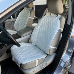 купить Накидки на сиденья в машину из алькантары Lux Диамонд удлиненный нежно-кремовый ромб Премиум+ Полный комплект 1