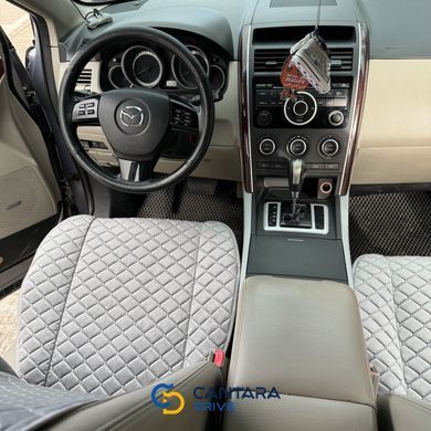 купити Накидка на сидіння водія з алькантари Lux Прошитий квадратний ромбік Сірий Преміум 1 передня 3