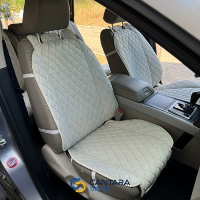 купити Накидки на сидіння в машину з алькантари Lux Діамонд подовжений ніжно-кремовий ромб Преміум+ Повний комплект 4