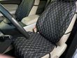 купити Накидки для авто з екошкіри, Чорні з подвійним білим рядком, Преміум+, Повний комплект 1