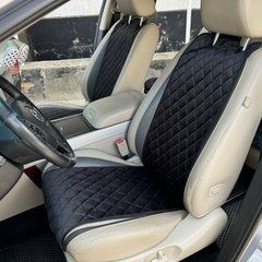 купити Комплект накидок на сидіння автомобіля з алькантари Lux Діамонд подовжений чорний ромб із чорним рядком Стандарт Повний комплект 1