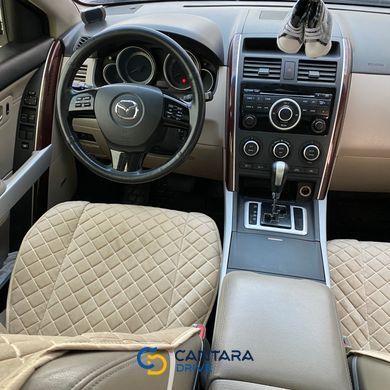 купити Накидки на сидіння з алькантари Lux ПАЙКА, Квадратний ромб темно-бежевий. Преміум+. Передній комплект 5