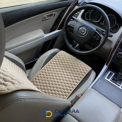 купити Накидка на сидіння з алькантари Lux (штучної замші), Бежеві стільники із бежевим рядком. Стандарт. 1 передня 2