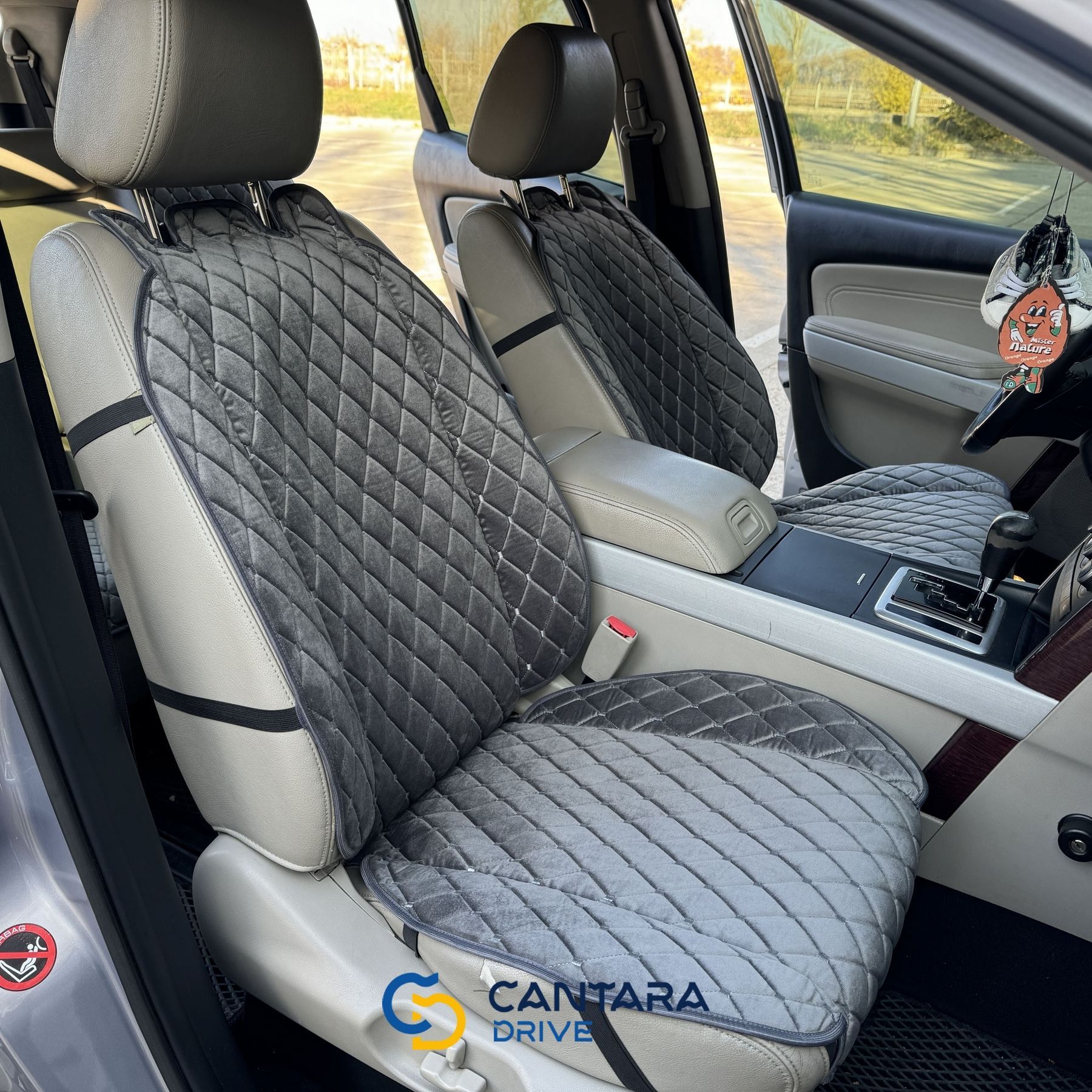 купить Авто накидки на сиденья из алькантары Lux Диамонд прошитый темно серый ромб Премиум+ Передний комплект 4