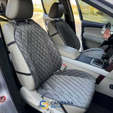 купить Авто накидки на сиденья из алькантары Lux Диамонд прошитый темно серый ромб Премиум+ Передний комплект 4