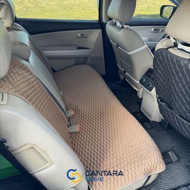 купить Накидка задняя для авто из алькантары Lux Темно-бежевые плоские соты с темно-бежевой строчкой 2