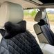 купити Подушка підголовник для автомобіля з алькантари Lux Діамонд подовжений чорний ромб з чорним рядком 5