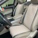 купить Накидка для авто из экокожи, Светло-серая с двойной белой строчкой, Стандарт, 1 передняя 2