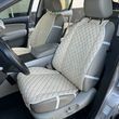 купити Накидка для авто з перфорованої Екошкіри Кремова з бежевим рядком Преміум+, 1 передня 1