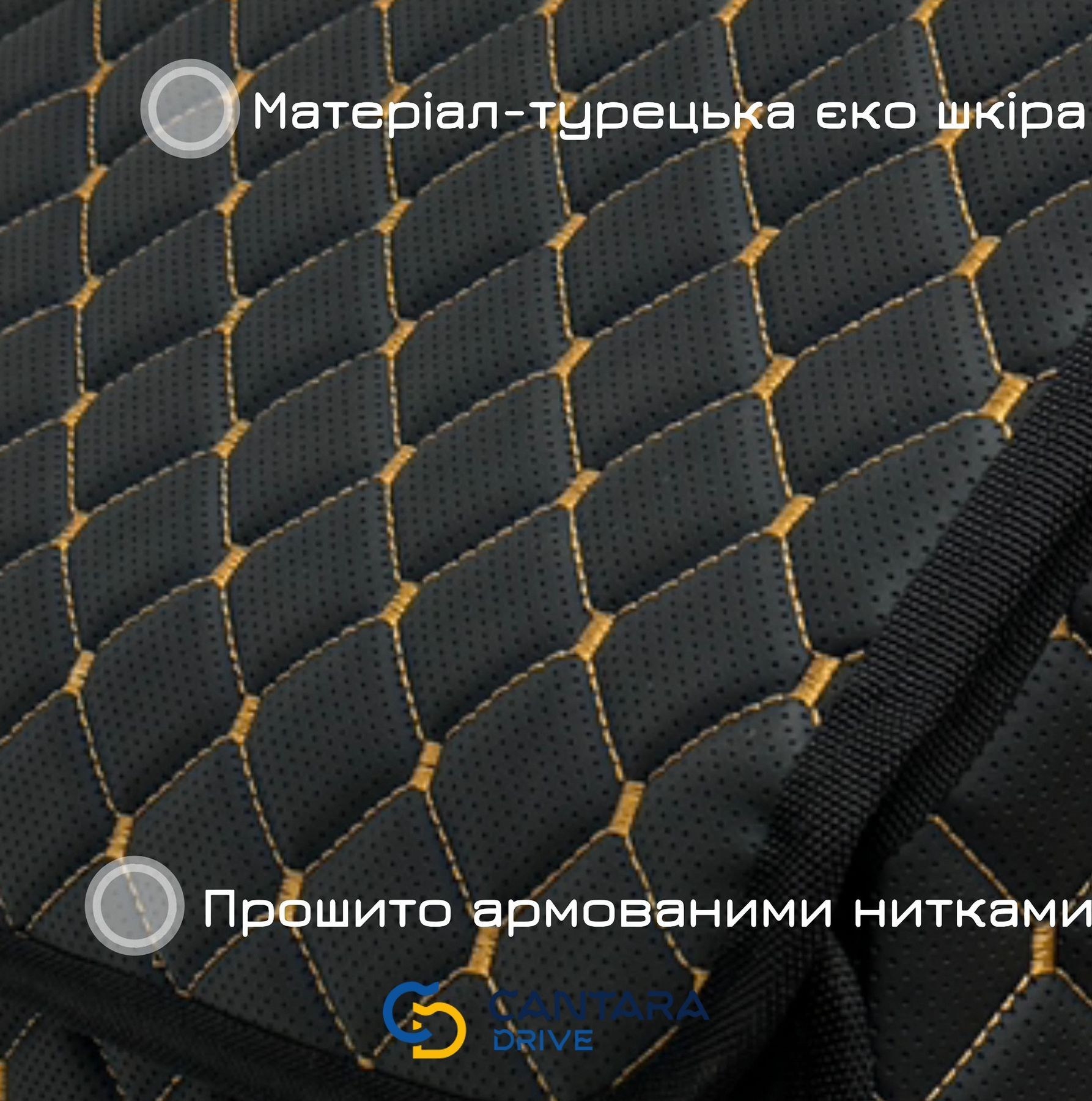 купити Органайзер в багажник авто з перфорованої еко-шкіри Чорний із золотим рядком Розмір L 65*30*30 см 6