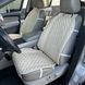 купити Накидка для авто з перфорованої Екошкіри Кремова з бежевим рядком Преміум+, 1 передня 1