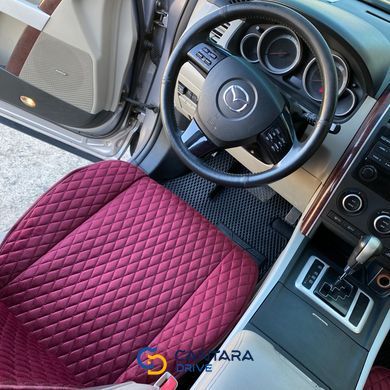 купити Накидки на сидіння з алькантари Lux (штучної замші), Бордовий ромб з чорним рядком. Преміум. Передній комплект 4