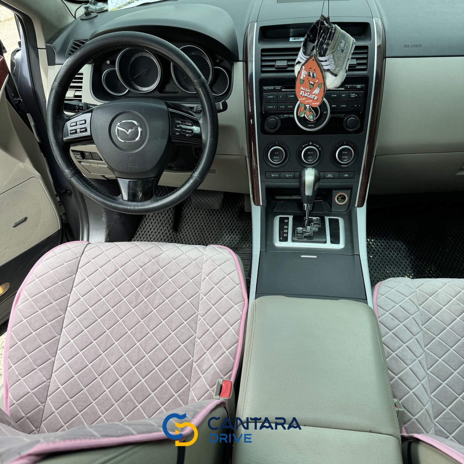 купити Універсальні накидки на сидіння автомобіля з алькантари Lux Пайка Квадратний ромб Ніжно-рожеві Преміум+ Передній комплект 2