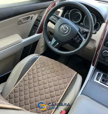 купить Накидка для авто из перфорированной экокожи, Светло-коричнивая, Стандарт, 1 передняя 2