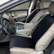 купить Накидки на сидушки авто из алькантары Lux Прошитый квадратный ромбик Черный с синей нитью Стандарт Полный комплект 1