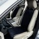 купить Накидки на сидушки авто из алькантары Lux Прошитый квадратный ромбик Черный с синей нитью Стандарт Полный комплект 2