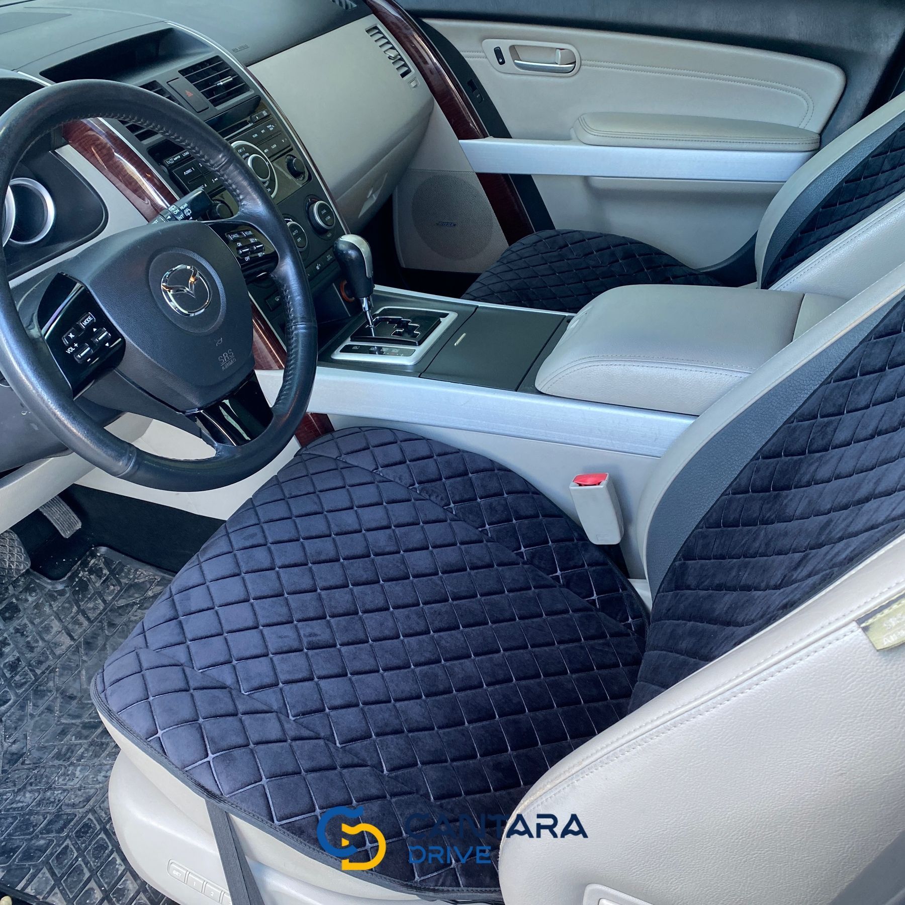 купить Накидки на сиденье с алькантары Lux ПАЙКА, Квадратный ромб черный. Премиум. Передний комплект 4