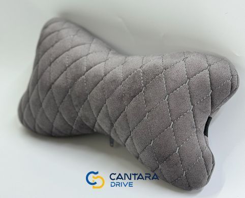 купити Подушка під голову в машину з АЛЬКАНТАРИ Lux (штучної замші). Темно-сіра з сірим рядком (ромб) 4