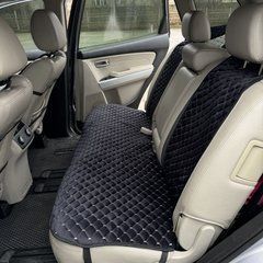 купить Накидка на заднее сиденье авто из алькантары Lux Прошитый квадратный ромбик Черный с белой нитью 1