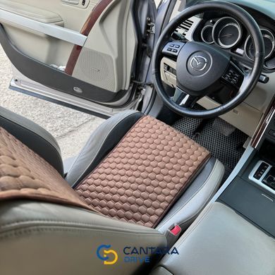 купити Накидка на сидіння з алькантари Lux Коричневі стільники з коричневим рядком Стандарт 1 передня 2