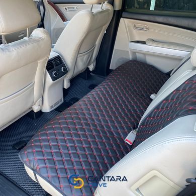 купити Накидки для авто з екошкіри, Чорні з подвійним червоним рядком, Стандарт, Повний комплект 5