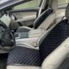 купить Накидка на сидение из алькантары Lux Прошитый квадратный ромбик Черный с белой нитью Стандарт 1 передняя 2