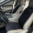 купити Накидки на передні сидіння авто з алькантари Lux Прошитий квадратний ромбік Чорний з білою ниткою Стандарт Передній комплект 1
