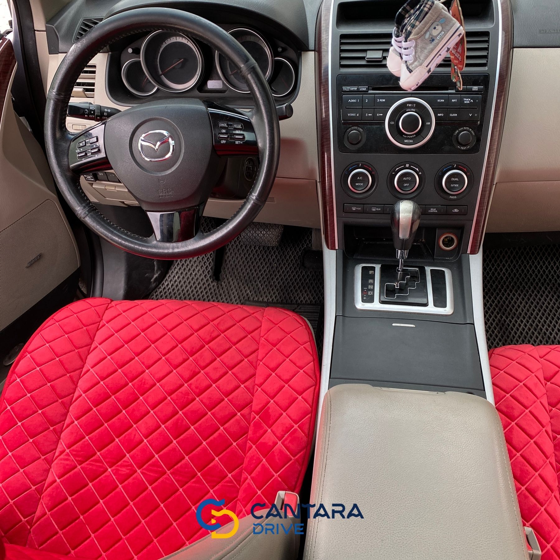 купити Накидки на сидіння з алькантари Lux ПАЙКА, Квадратний ромб червоний. Преміум. Передній комплект 5