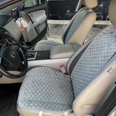 купить Накидка на сидушку автомобиля из алькантары Lux Большие светло-серые соты Премиум 1 передняя 1