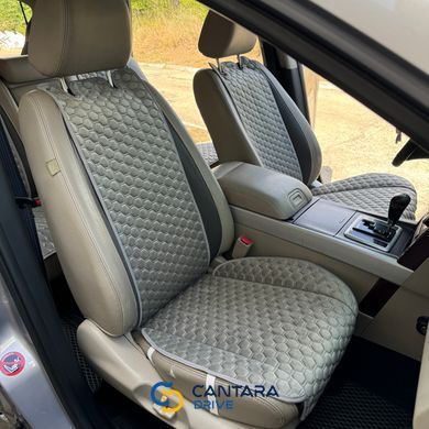 купить Накидки на сиденья для авто из алькантары Lux Большие светло-серые соты Премиум Передний комплект 3