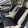 купити Накидка на автосидіння з алькантари Lux Прошитий квадратний ромбік Чорний з білою ниткою Преміум 1 передня 1