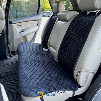 купить Накидки для автомобильных сидений из алькантары Lux прошитый квадратный ромбик Черный с черной нитью Премиум+ Полный комплект 5