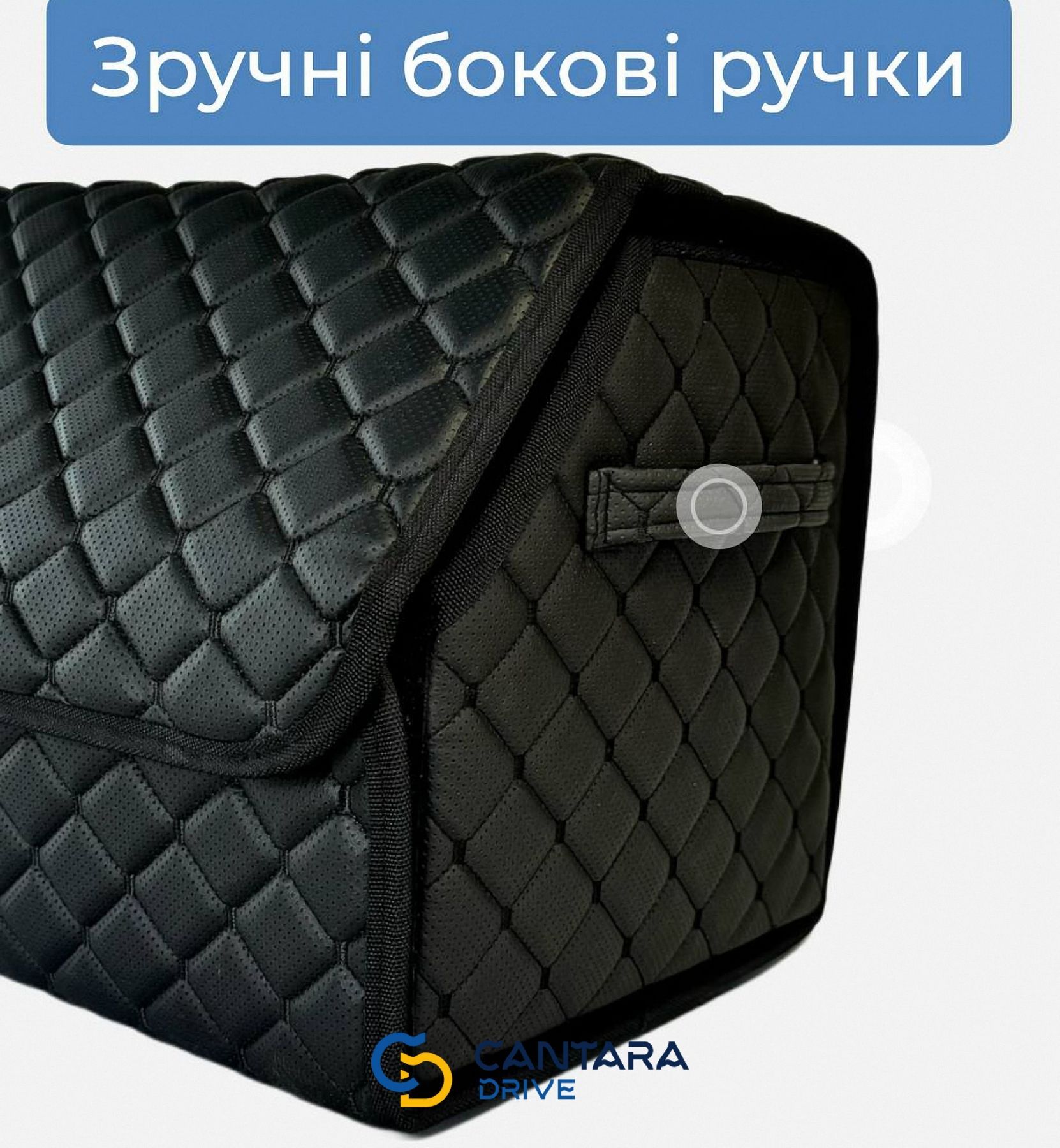 купити Автомобільний органайзер в багажник з перфорованої екошкіри, Чорний з чорним рядком, Розмір M, 50*30*30 см 6