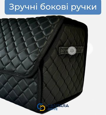 купить Автомобильный органайзер в багажник с перфорированной эко-кожи, Черный с черной строчкой, Размер M, 50*30*30 см 6