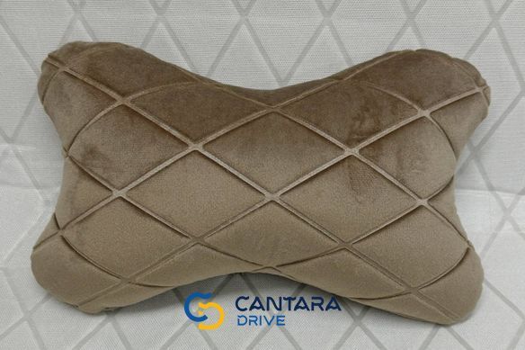 купить Подушка под голову в авто с алькантари Lux ПАЙКА, Удлиненный ромб капучино 2