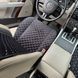 купити Накидки на крісла автомобіля з алькантари Lux Прошитий квадратний ромбік Чорний з білою ниткою Преміум Повний комплект 3