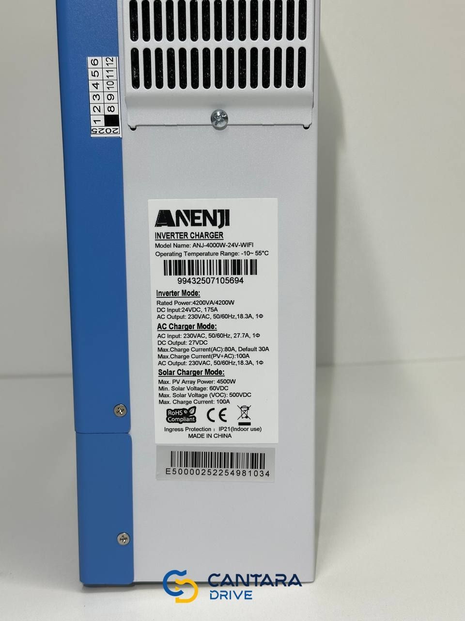 Гібридний інвертор ANENJI ANJ-4000-24V-WIFI, 24 В, 4000 Вт (безперебійник, UPS, ДБЖ)