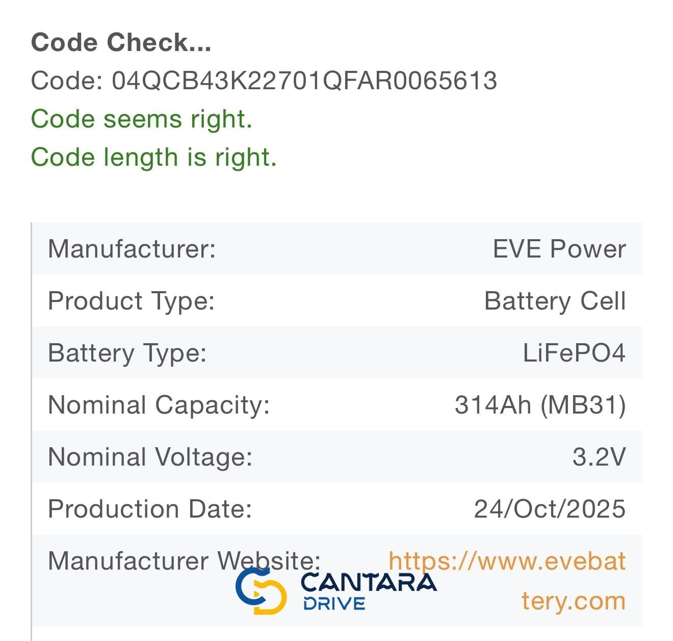 Аккумуляторная батарея LiFePO4 314Ah EVE 3.2V Grade - A (Класс - А) (1005Wh) | &Omega; 0,16 мОм ячейки | MB31