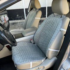 купити Накидки для автомобільних сидінь з алькантари Lux Великі світло-сірі стільники Преміум+ Повний комплект 1