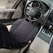 купить Накидка на сидение в машину из алькантары Lux Прошитый квадратный ромбик Черный с белой нитью Премиум+ 1 передняя 3