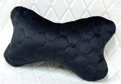 купити Подушка під голову в машину з алькантари Lux Великі чорні стільники 1