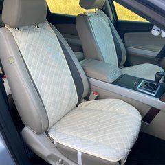 купити Накидки на передні сидіння авто з Алькантари Lux ПАЙКА Квадратний ромб ніжно-кремовий Преміум Передній комплект 1