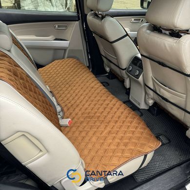 купить Накидка задняя для авто, из алькантари Lux (искусственной замши),большой ромб, Коричневый с двойной коричневой строчкой 2